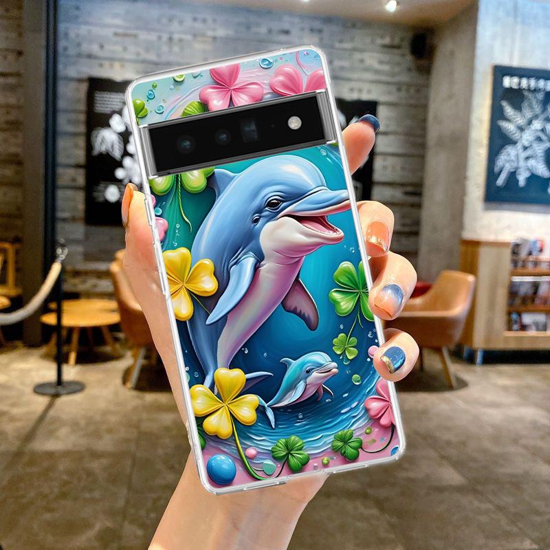 

Phone Case Cover for Google Pixel 9 8 7 6 5 4 4XL 7A 6A 5A 4A 3A Pro XL Transparent Soft TPU Shell Ocean Cute Dolphin Sea Turtle for Pixel 8
