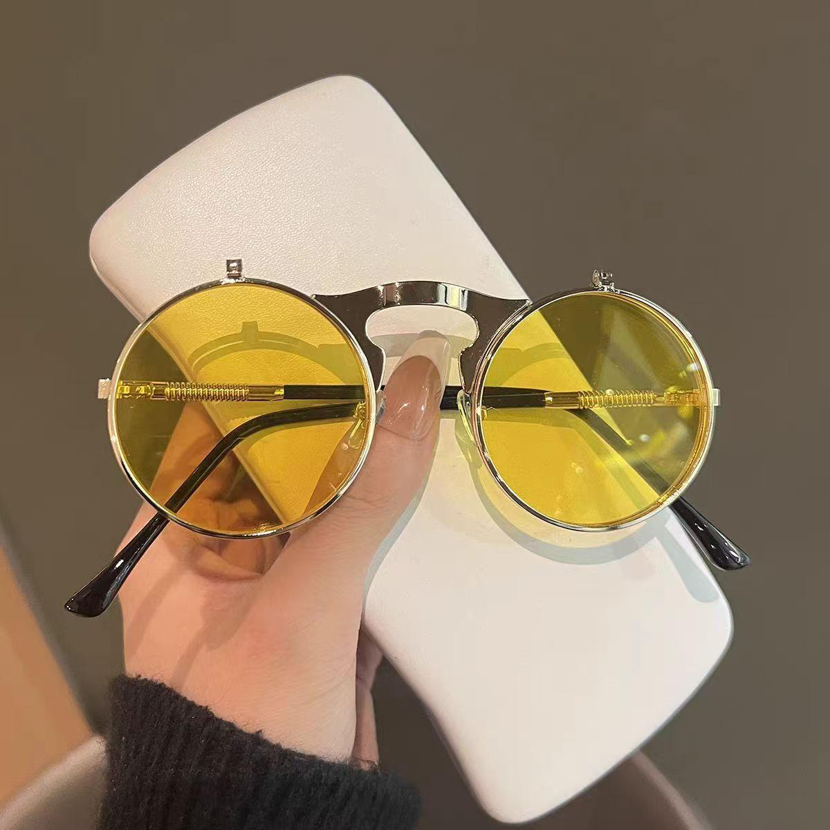 

Punk Sun Glasses Flip Over Casual Sunglasses Outdoor Sunshade Decorative Glasses жёлтый