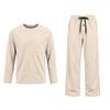 Men's Long Sleeve Pajama Set with Button Fly and Elastic Drawstring Waist for Sleep and
