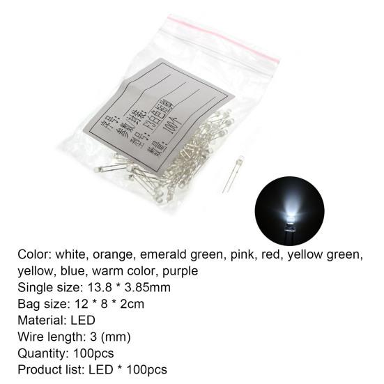 100Pcs 3MM Light Emitting Diode Bright Light Good Stability LED High Power LED Emitting Diode for General Lighting