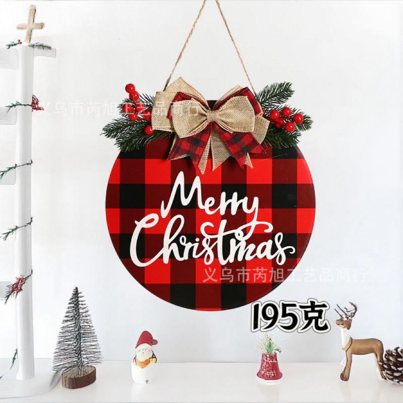 Wooden Round Hanging Sign Christmas Welcome Door Decor Festive Party Wall Ornament Holiday Seasonal Decoration
