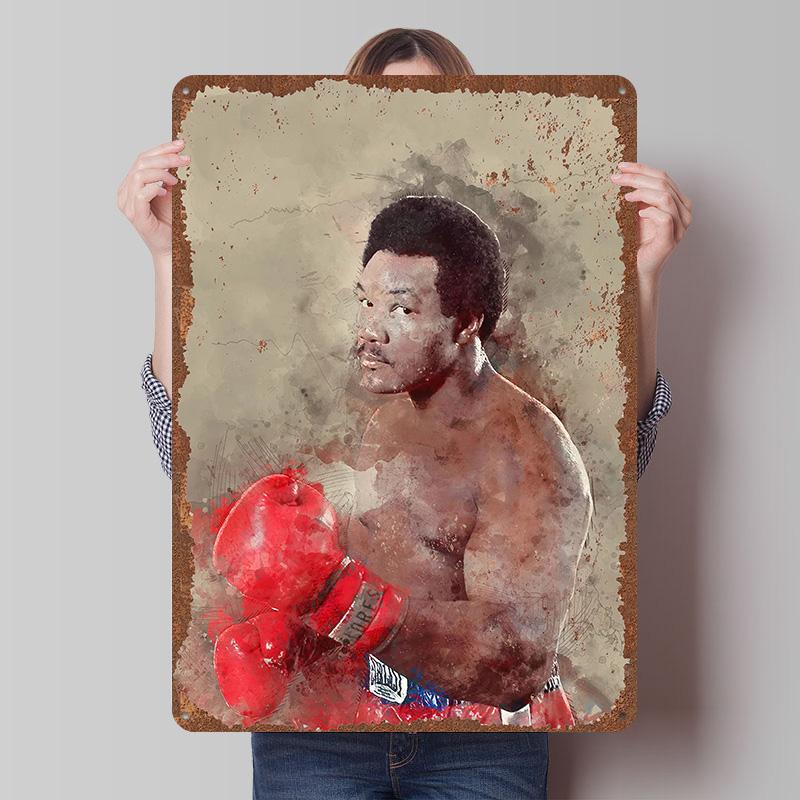George Foreman Boxer Metal Posters Custom Vintage Metal Signs Wall Art Tin Plaque for Man Cave Bar Accessories Home Decoration