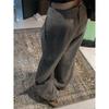 Women's 2025 Winter Gray Wool Wide-Leg High-Waist Relaxed Pants Plus Size