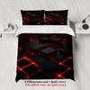 3pcs Red Glowing Geometric Cubes Print Duvet Cover Set – for Kids Gift 100%Polyester, Soft, Breathable for Bedroom Decoration