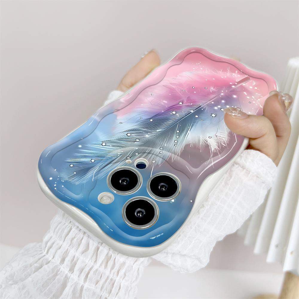 Kreslený vzor krémová textura pouzdro vlnitý okraj měkký silikonový kryt pouzdro na telefon pro iPhone Samsung Huawei Honor Xiaomi Redmi Infinix Tecno