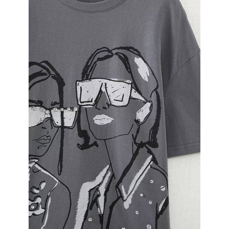 Women's Kaslead Fashion Style Print Short Sleeve T-shirt