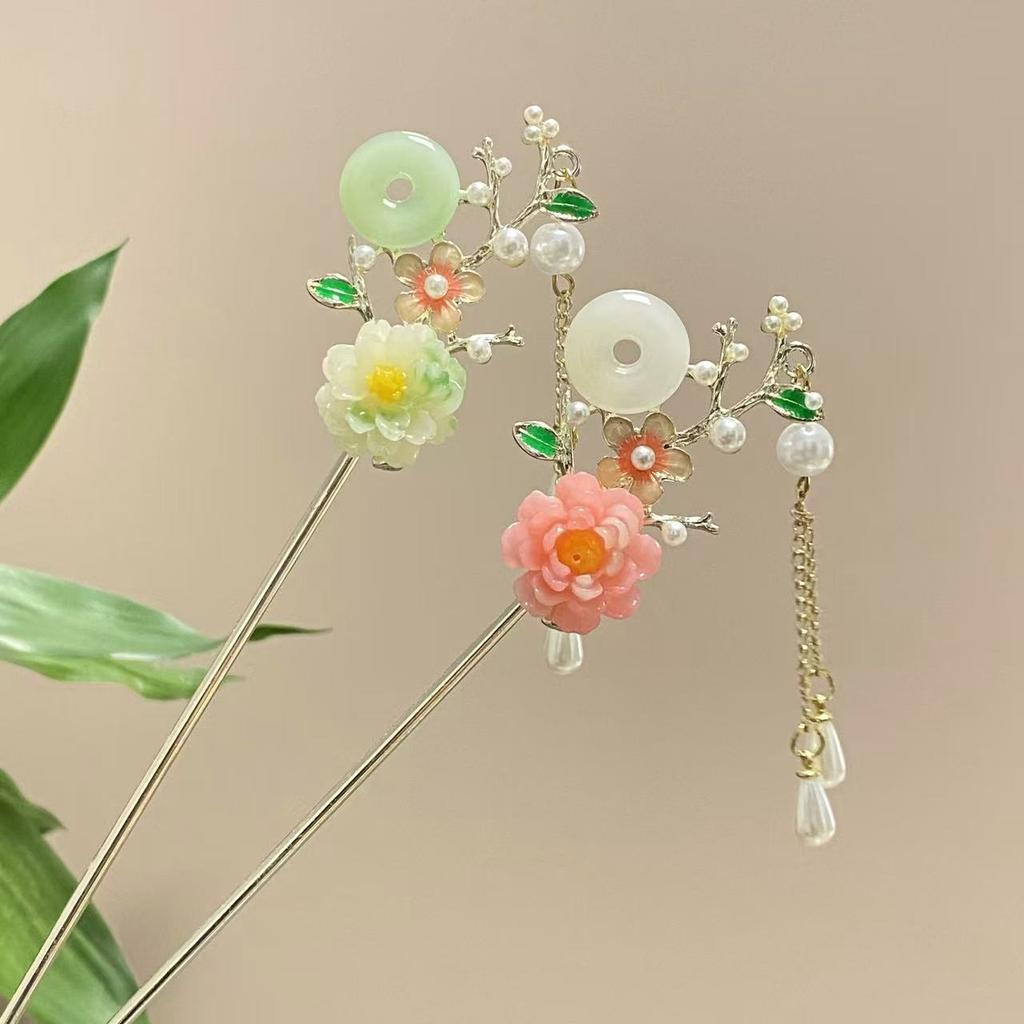 Fairy Spring Element Hairpin For Women Exquisite Flower Tassel Hair Stick Elegant Metal Jewelry Hair Accessories Hanfu Hair Pins