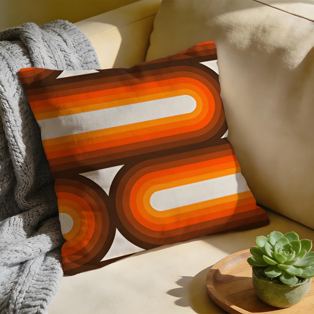 Cushion Cover  Washed Linen  Soft Breathable Decorative Case For Sofa Home Rainbow Series Geometric Print Pillow cover