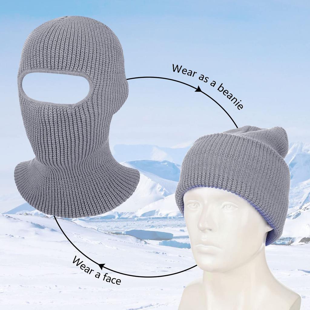 1-Hole Ski Mask Knitted Face Cover Adult Winter Balaclava Full Face Mask For Winter Outdoor Sports