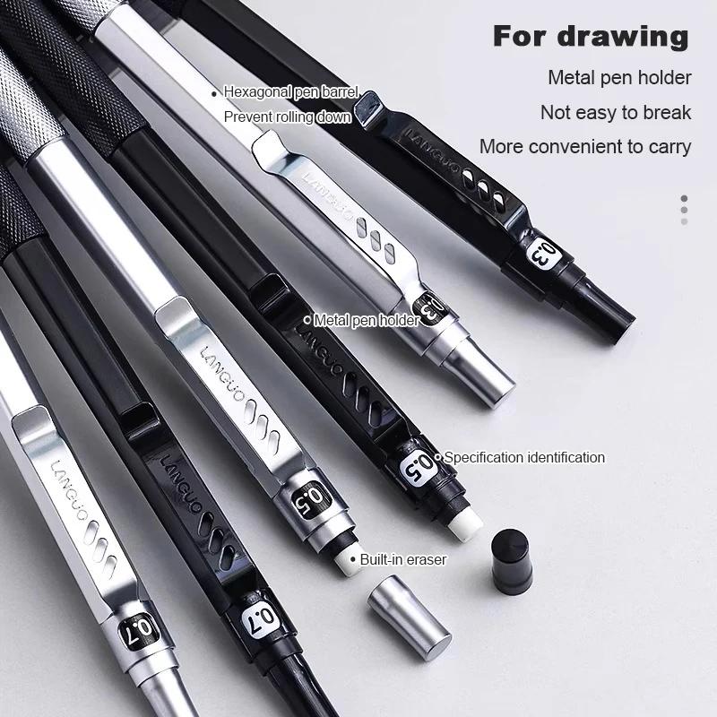 Low Center of Gravity Metal Mechanical Pencil Set 0.3-0.7mm Lead Refill Automatic Pencil Art Sketch Painting Writing Stationery