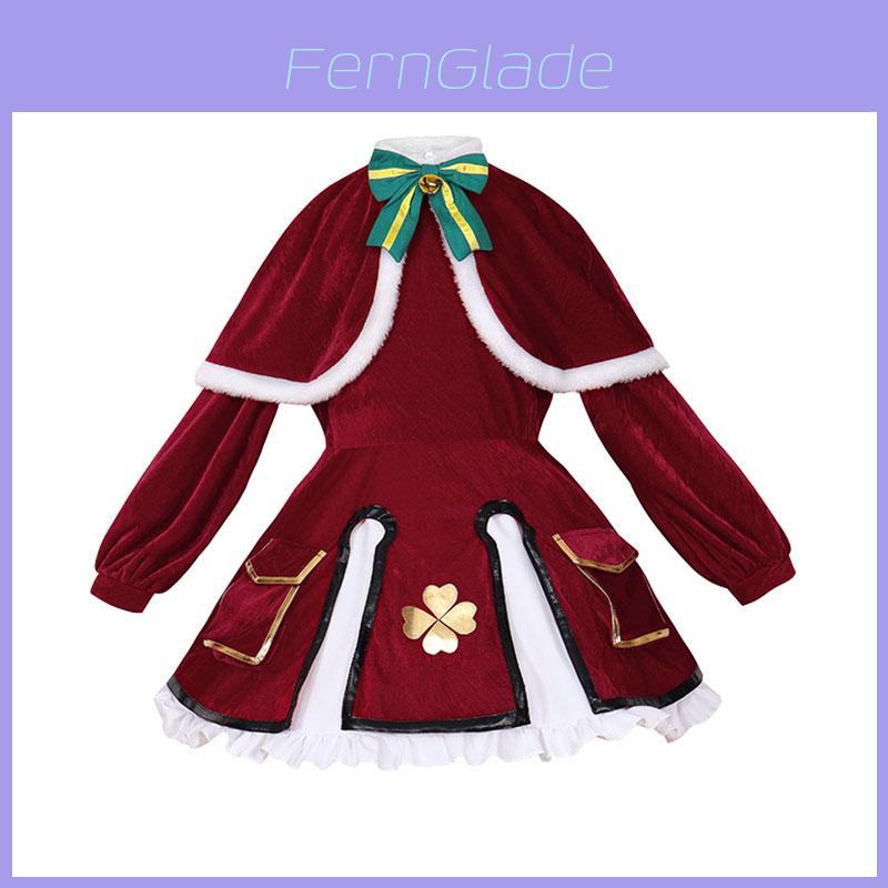 Conjunto de Fantasia Cosplay de Natal da Klee Para Fãs de Anime Tecido de Veludo Estilo Fofo e Doce