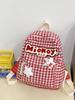 Women's High-End Korean Red Plaid Backpack - Large Capacity School Bag
