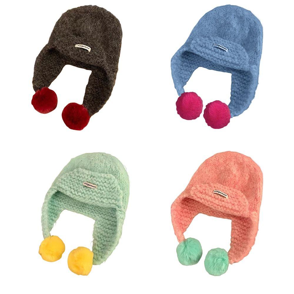 Warm Knitted Cap Polyester Earmuffs Hat High Quality Pullover Hat  Running Hiking