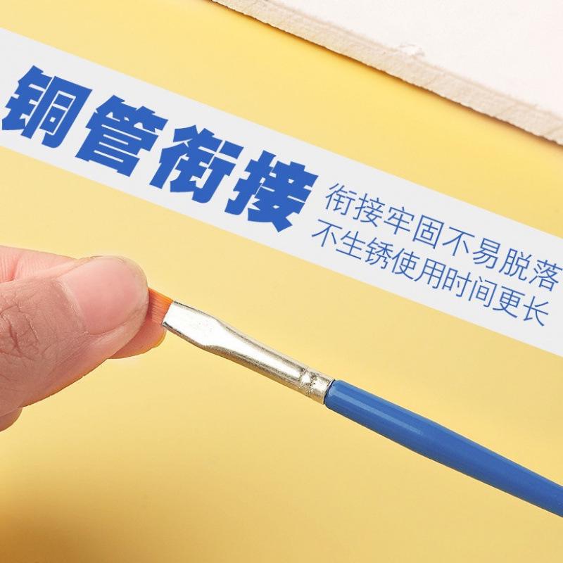 Kids' Flat Head Nylon Brush for Oil & Acrylic Painting: Short Handle, Pointed Tip