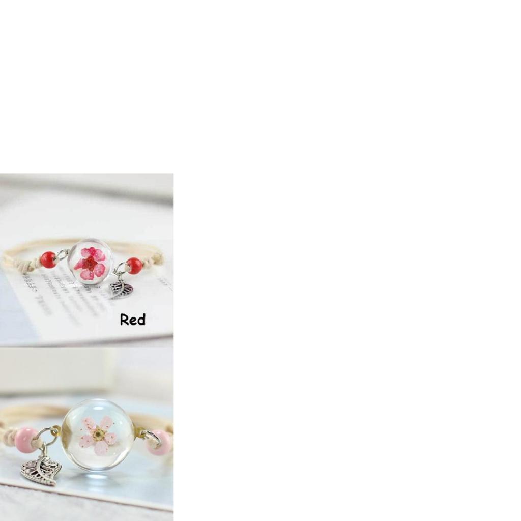 Elegant Dry Plant Specimen Bracelet With Glass Ball Dandelion Bead For Women