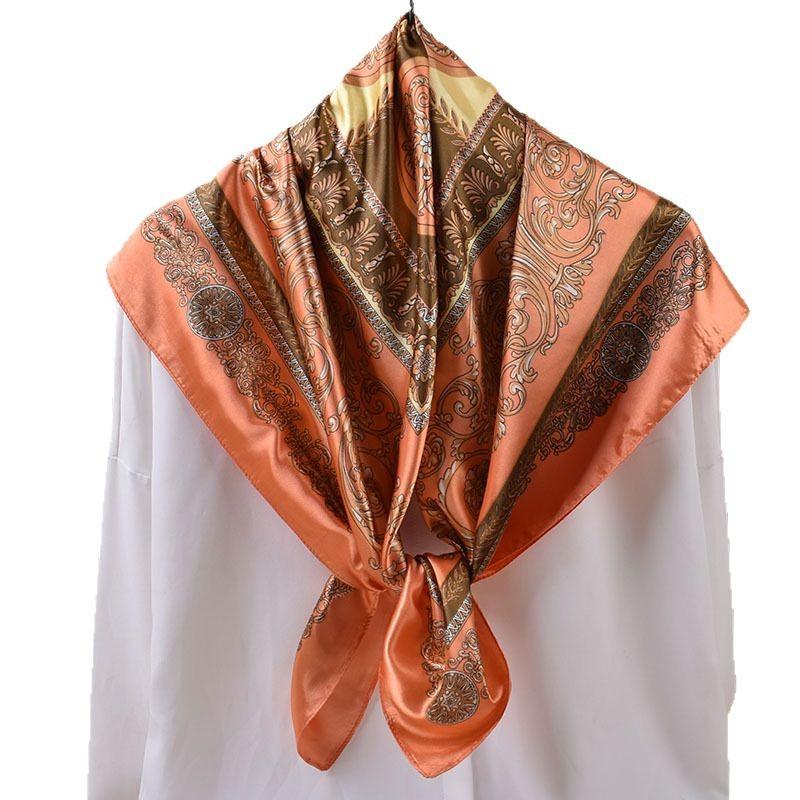 Spring and summer scarves, high-end totem printing versatile decorative scarves, headscarves, silk scarves 91 high-quality satin square scarves