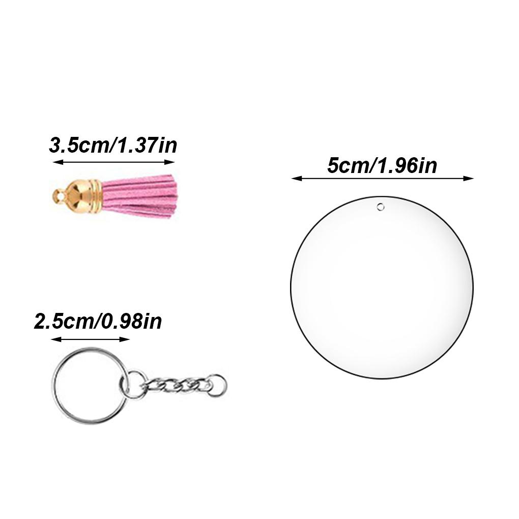 90pcs Keyring DIY Decoration Acrylic Key Disc Hand Craft Jump Leather Tassel Set Tassel Color Random