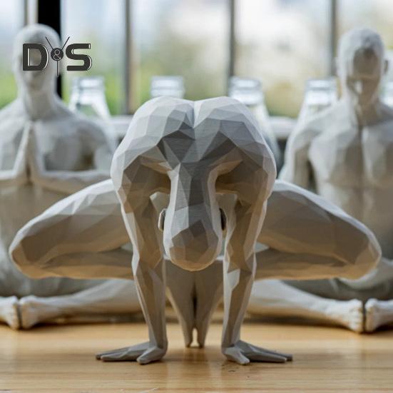 Figurină de om de yoga abstractă Padmasana yoghin statuie desktop meditativ om sculptură pentru decor de cameră de zi yoga