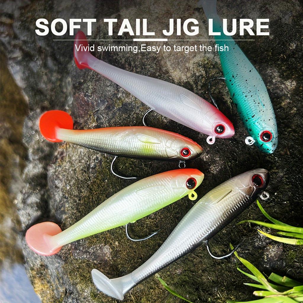 Silicone Paddle Tail Swimbait Fishing Lure, Colorful Bass Fishing Jig Heads, Trout Bait for Freshwater & Saltwater