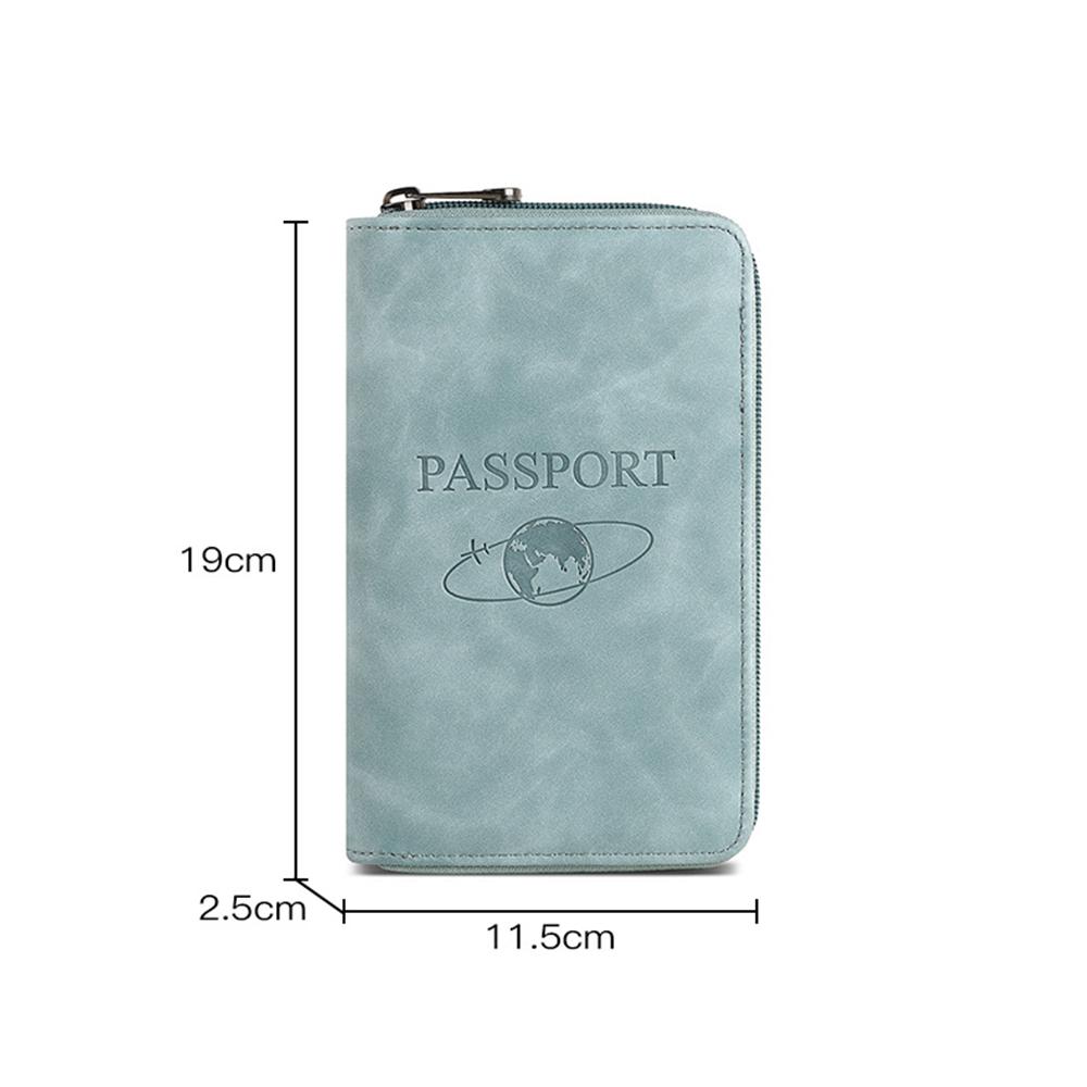 RFID Blocking Passport Holder PU Leather Wallet Passport Cover Portable Multi-function Zipper Ticket Clamp Travel Accessories