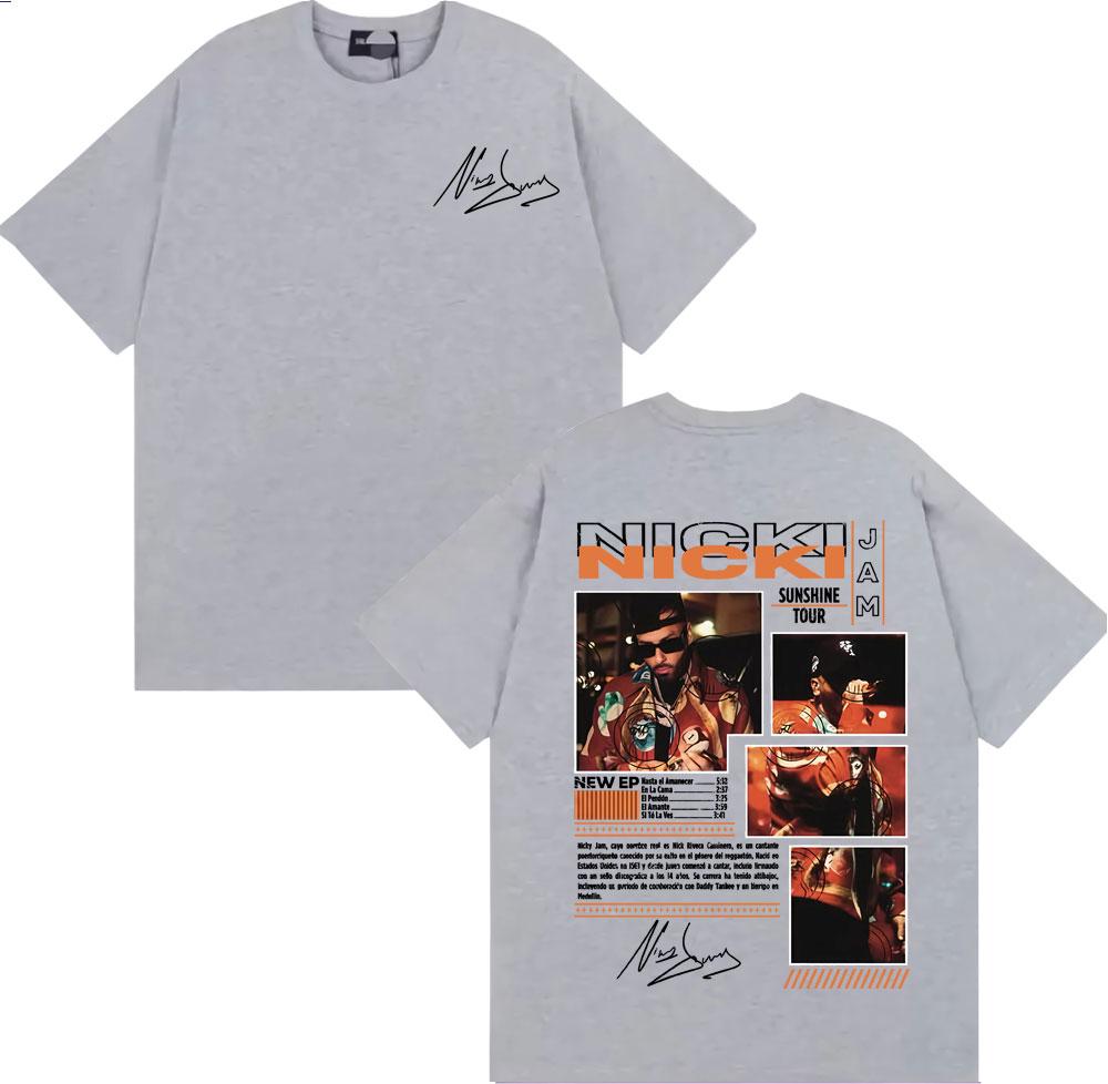 Rapper Nicky Jam Album Sunshine Tour Graphic Tee Shirt Mens Clothing Cotton Short Sleeve Tshirt Fashion Hip Hop Retro T Shirts