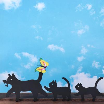 3er Set Schmetterling Dekoration Schwarze Katze Silhouette Tier Gartenornamente Heimdekoration