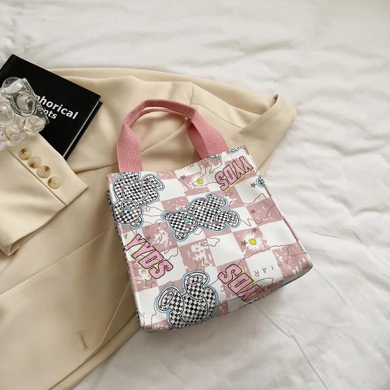 Женская нейлоновая дизайнерская сумка для студентов ланч-бокс мультяшный медведь женская сумка с открытым верхом с ручкой сверху 1980₽