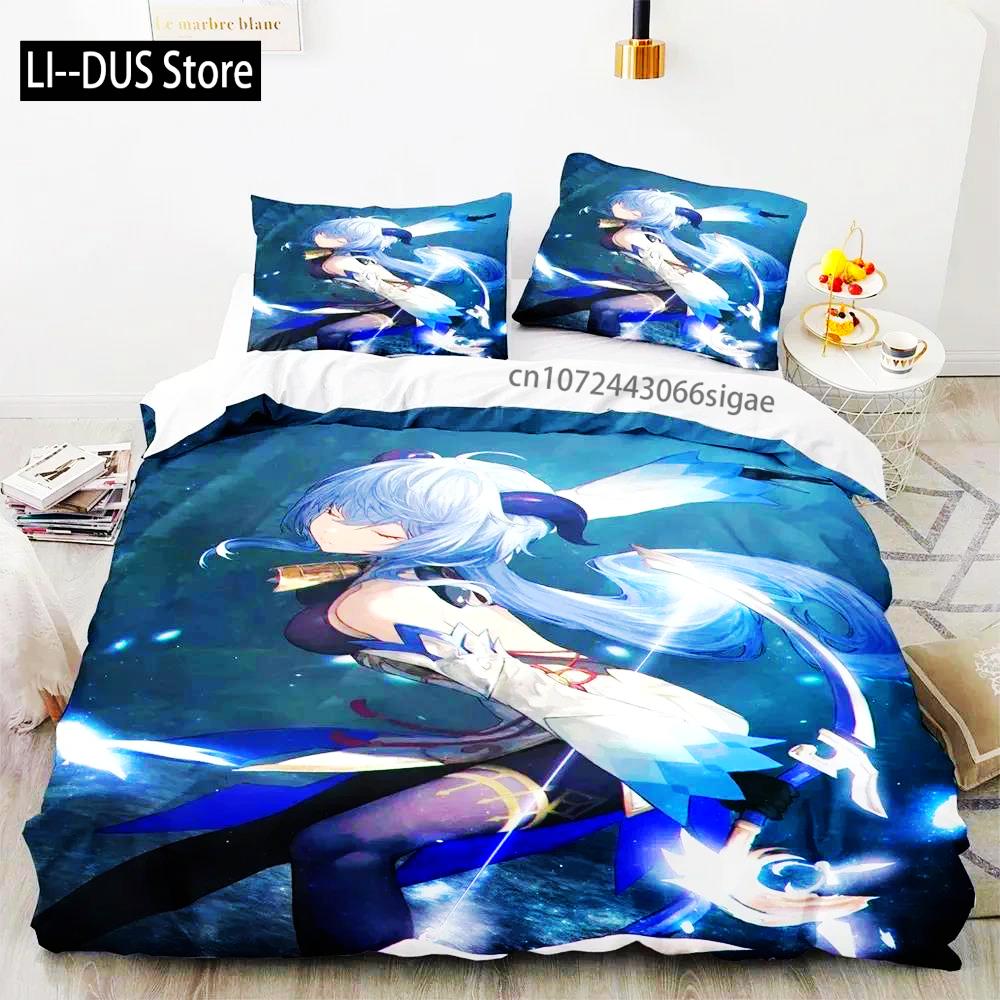 Anime Spiel Genshin Impact Ganyu Bettwäsche Set Bettbezug Bettwäsche-Set Steppdeckenbezug Kissenbezug Bettdecke King Queen Größe Jungen Erwachsene