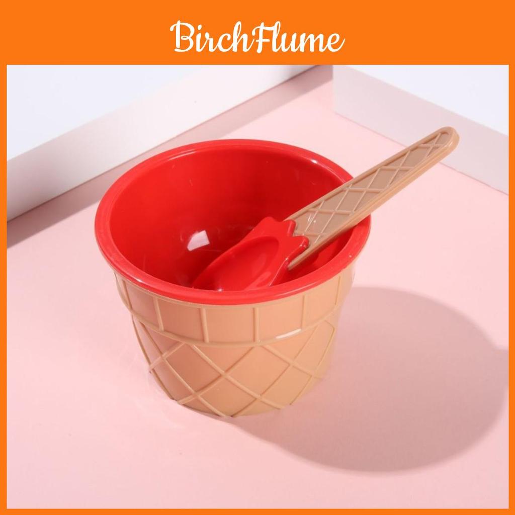 Childrens Plastic Ice Cream Bowl With Spoon For Party And Gift Use