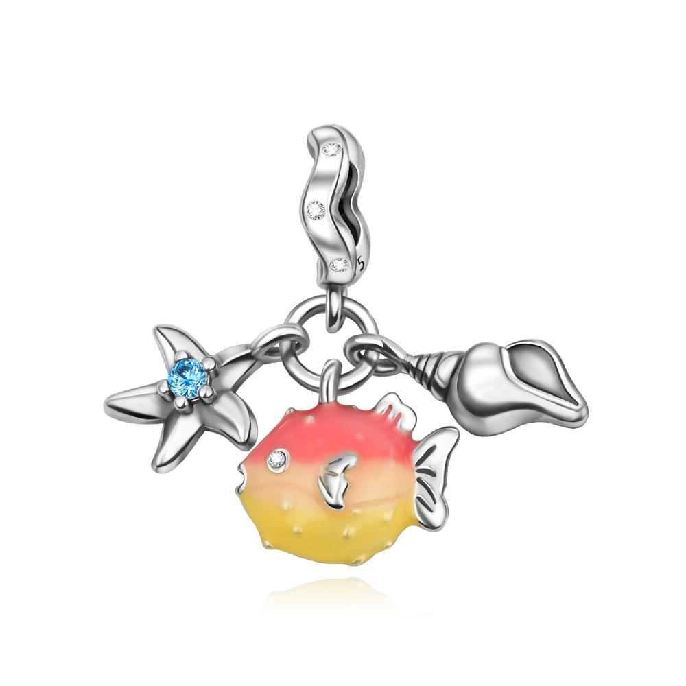 925 Silver Ocean Marine Life Charms Octopus Turtle Fish Whale Mermaid Seahorse Beads DIY Jewelry Making Supplies for Necklace Bracelet