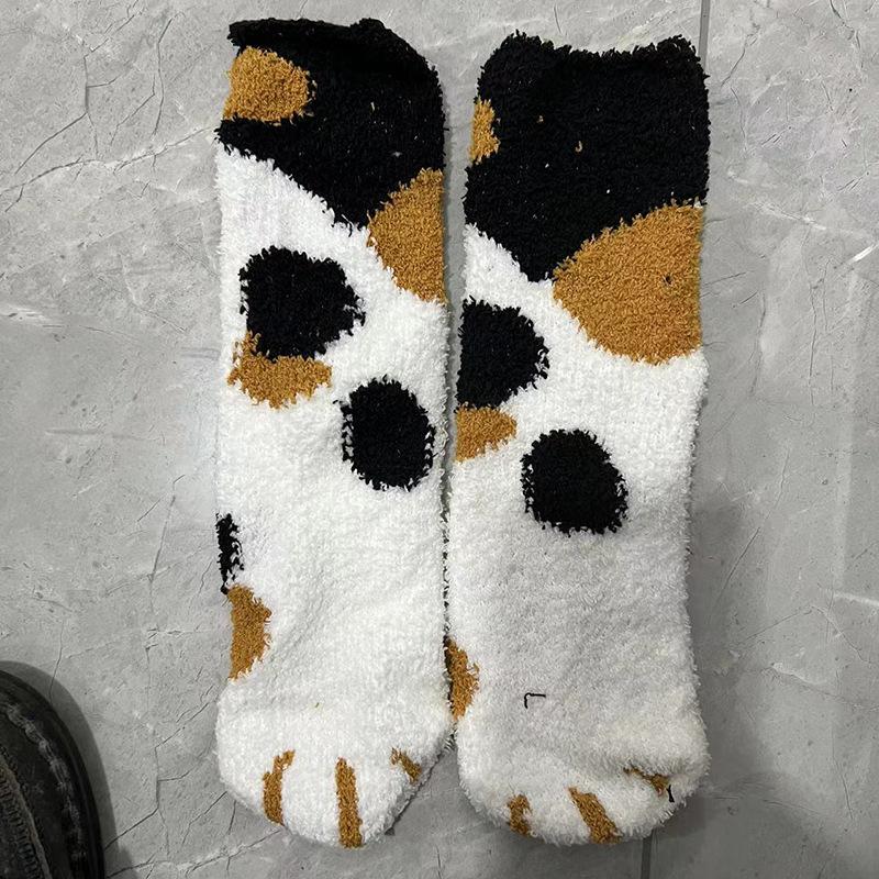 Female Autumn and Winter Lovely Cat PAWS Thickened Warm Floor Sleeping Socks