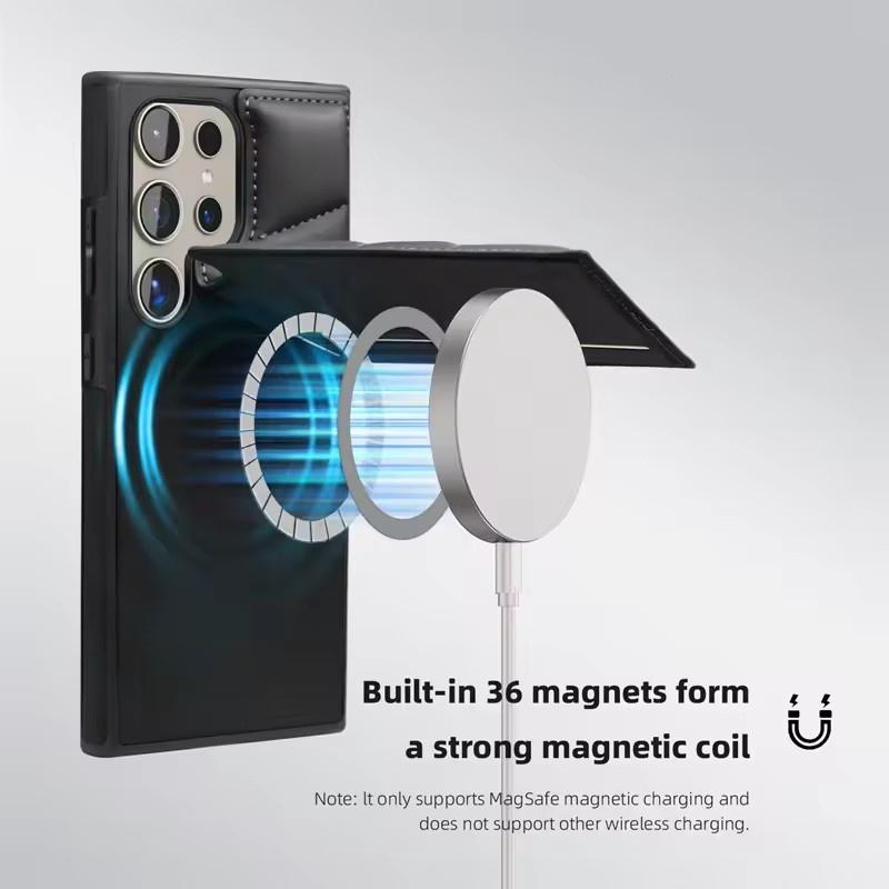 Blocking Down Jacket Macsafe Magnetic Card Holder Case for Samsung Galaxy S24 Ultra S23 S22 Plus S25 Ultra Magsafe Cover