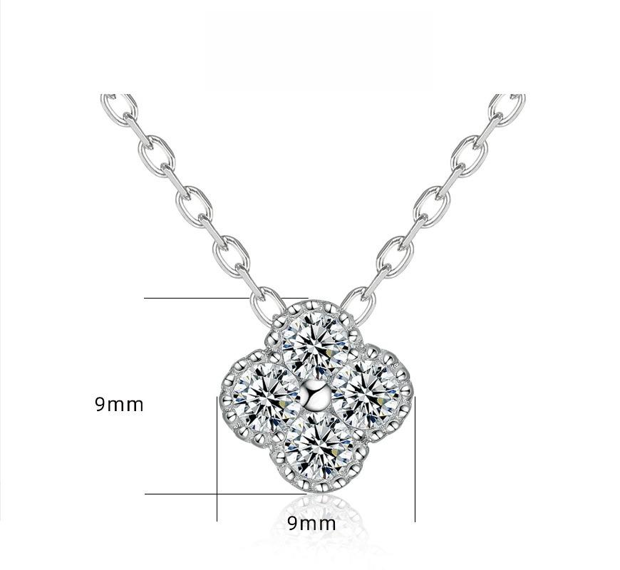 Four-leaf Clover Necklace Silver Female Niche Design Light Luxury Zircon Pendant 925 Silver Collarbone Chain Full of Diamonds High Sense