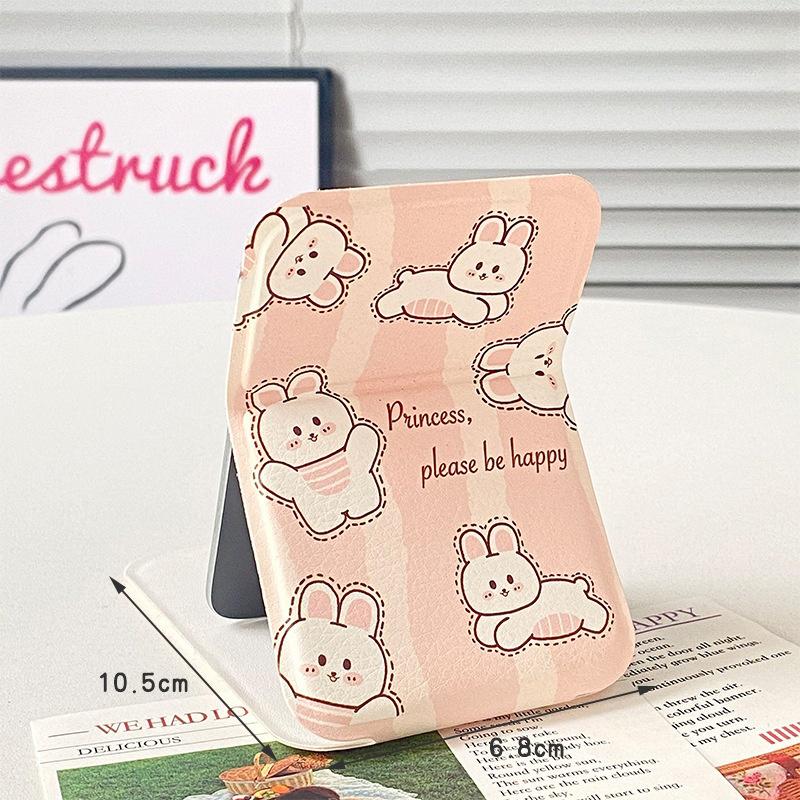 

Настольное зеркало для макияжа, однотонное, из искусственной кожи, простое, портативное, складное, студенческое, компактное, симпатичное, карманное зеркало 10.5cm