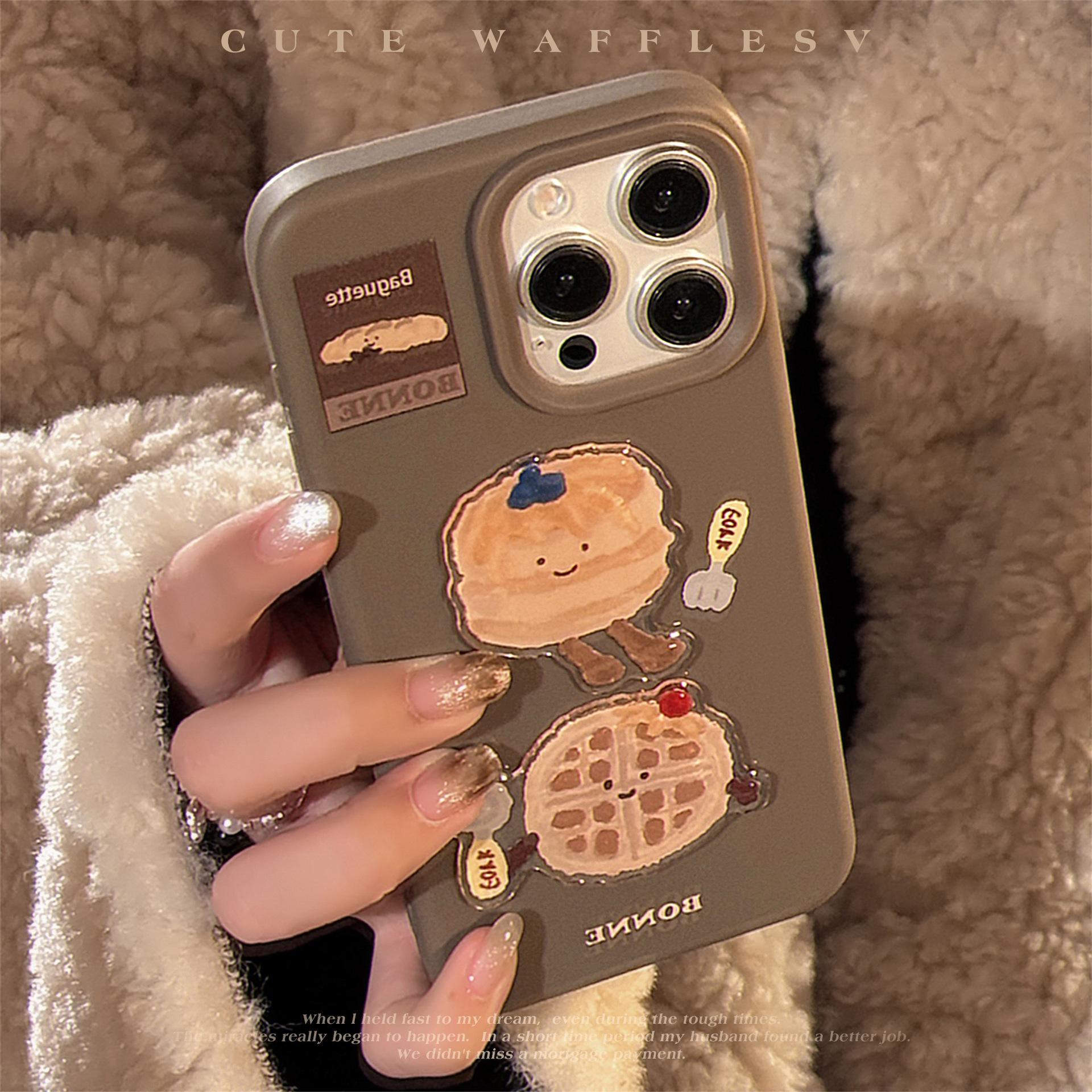 

Fun and Cute Waffles for IPhone16 Mobile Phone Case17promax Niche for IPhone14 Three-dimensional 11