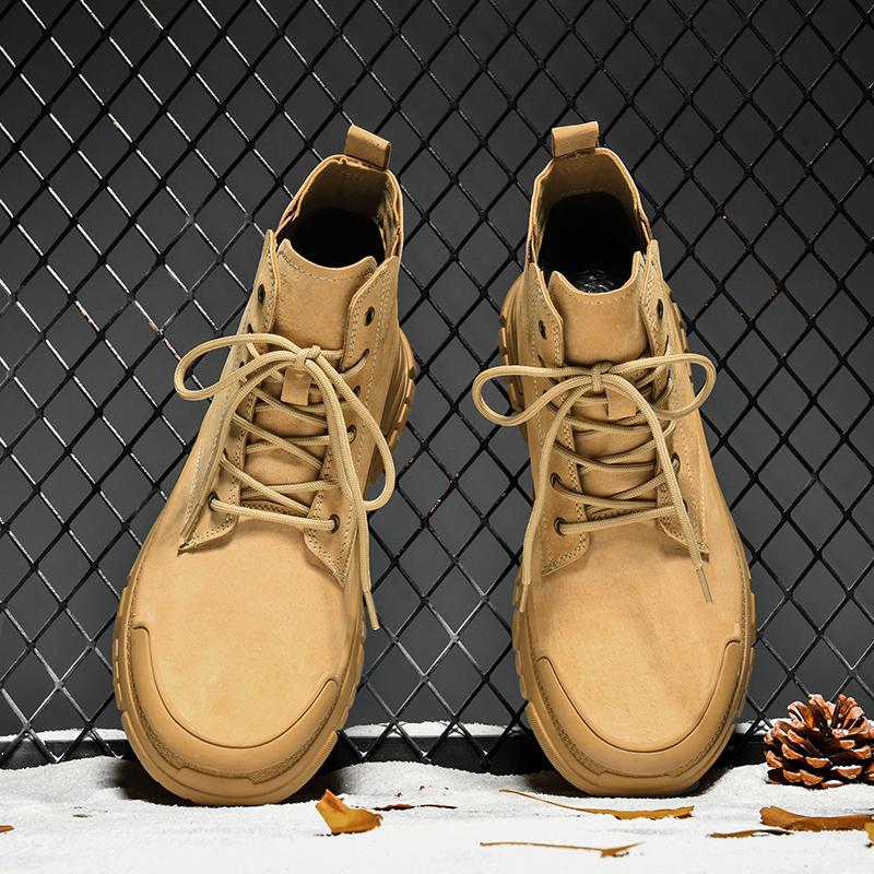 Fashion 2024 Winter Hot Selling Men's Workwear Boots Warm Cotton Shoes Outdoor Trendy High Top Shoes Men's Thick Soled Hiking Shoes
