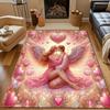 Angel Couple with Wings and Pink Hearts Patterned carpet, non slip mat suitable for living room and bedroom sofas