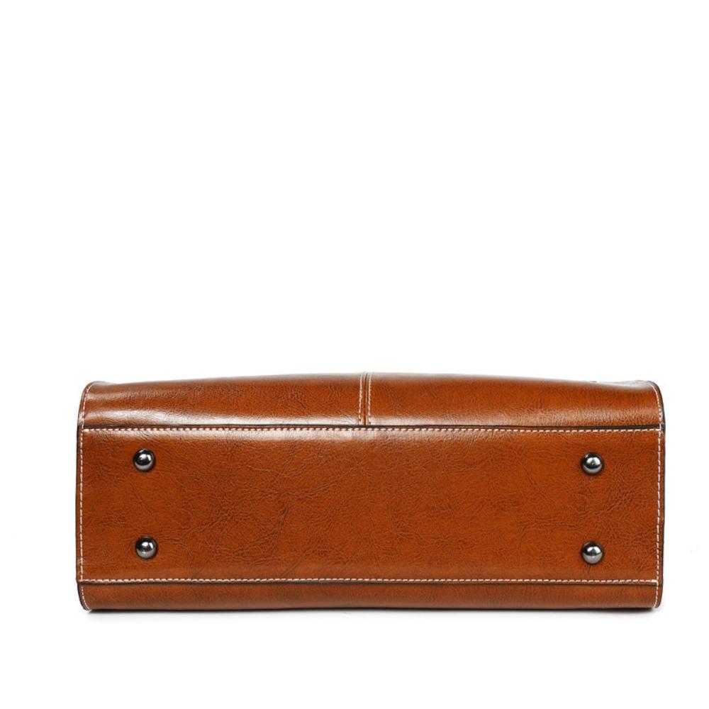 Bag Women's Oil Wax Splicing Genuine Leather Women's Bag European and American Style Cowhide Versatile Portable Shoulder Messenger Bag