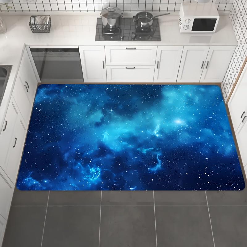 1Pcs Anti Fatigue Kitchen Rugs, Starry Sky  Print Waterproof Non-Slip Thick Cushioned Kitchen Mat Heavy Duty Comfort Standing Mat for Kitchen