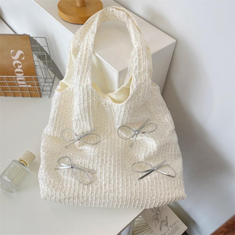 1 High-value Polka Dot Bow Gentle Shoulder Armpit Bag Lazy Wind Handbag Large-capacity Vest Bag