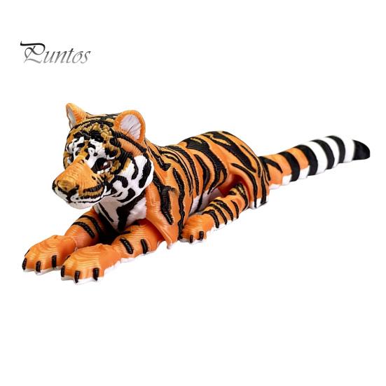 3D Printed Tiger Model Figure, Realistic with Movable Joints, Articulated Figure Forest Animal Figurine for Home Office Bookshelf Flexible Ornament