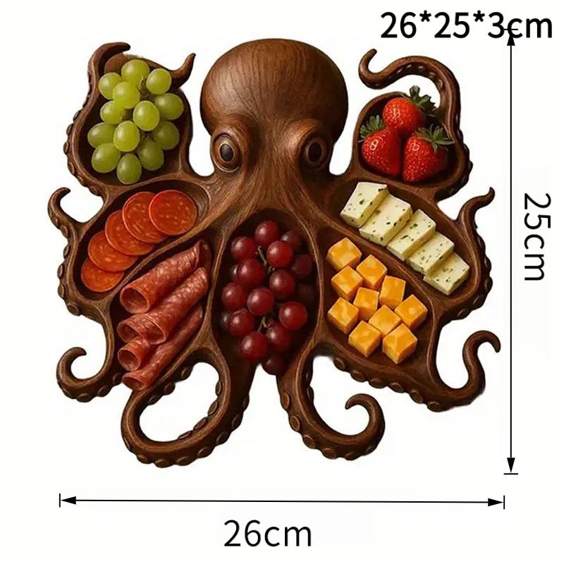 

Octopus Shaped Wooden Meat Cheese Fruit Platter Elegant Charcuterie Tray Home Kitchen Cooked Food Serving Decor Unique Design
