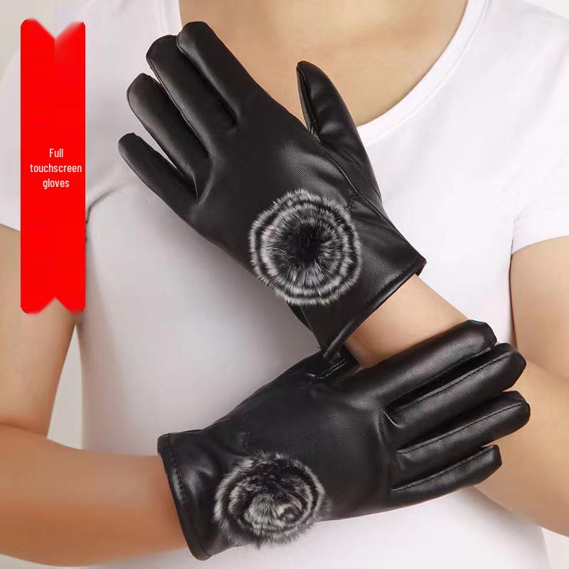 Gants d'hiver en cuir à écran tactile pour homme - Coupe-vent, imperméables et doublés de velours pour la chaleur.