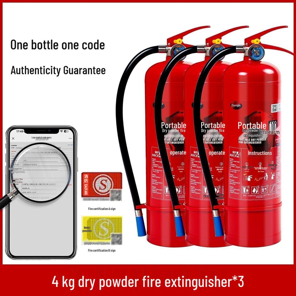 4kg Portable Fire Extinguisher Set - 2-Pack for Schools and Factories