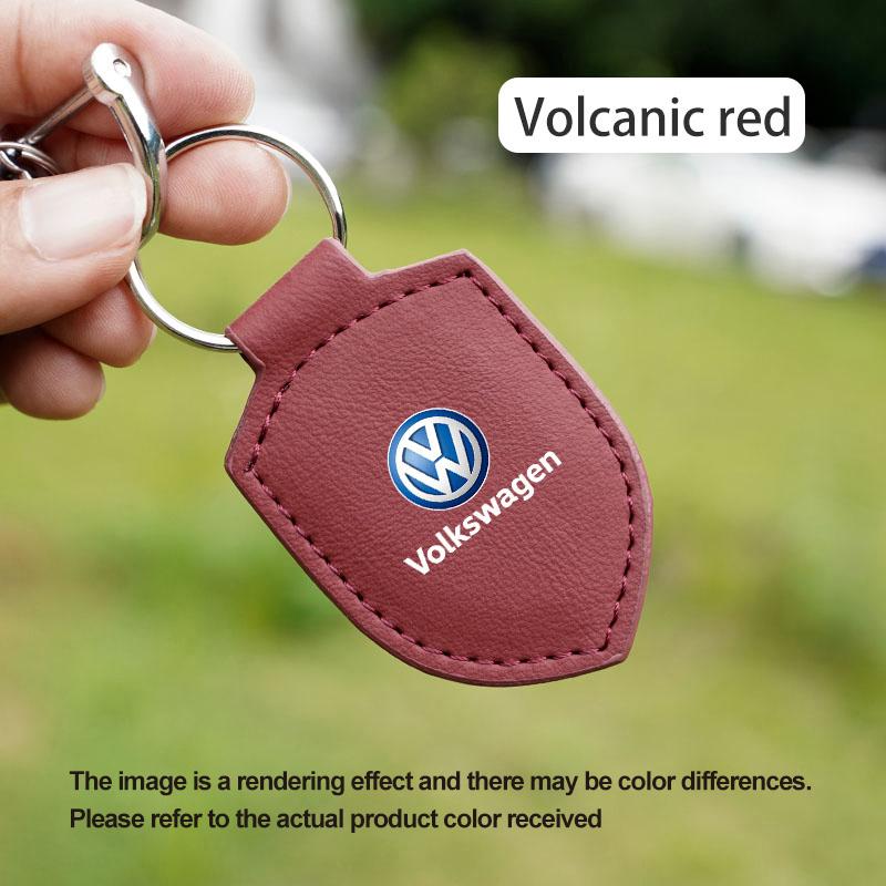 Car Leather Keychain Shield Styling Emblem Key Ring For VW Golf Polo GTI Tiguan Touran Jetta Passat CC T5 Scirocco Arteon Beetle RH5