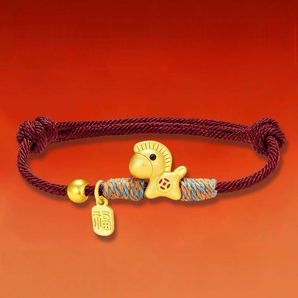 New Year Hand Rope Lucky Pony Red Rope Chinese Style Fortune Bracelet  Spring Festival
