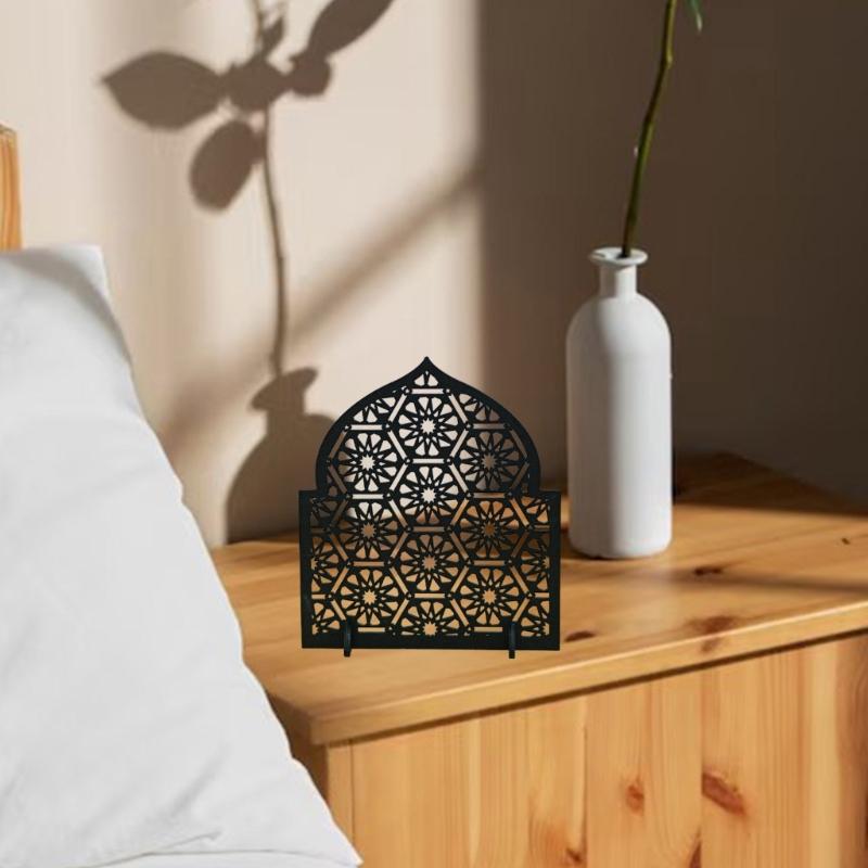 Eid Mubarak Wood Table Centerpiece Signs Eid Mubarak Freestanding Tabletop Ornament for Ramadans Mubarak Eid Decoration
