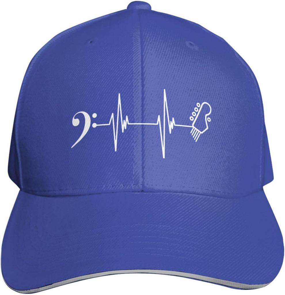 Heartbeat Guitar Headstock Baseball Cap Polyester Adjustable Outdoor Music Hat Unisex
