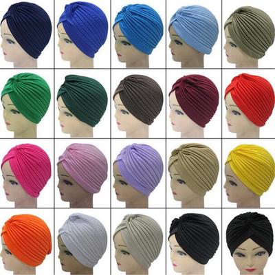 1PC Muslim Hat Popular Adult Turban Hijab Chemo Indian Cap Bandanas Stretchy For Women Headband Hot Sale Head Wrap High Quality Knotted