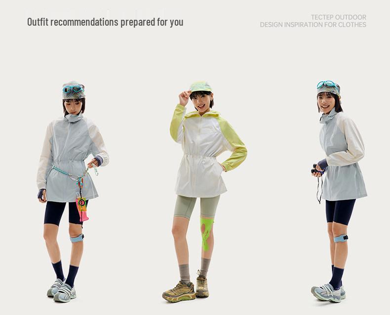Tantuo Women's UPF100+ Lightweight Sun Protection Jacket - Waist-Cinched, Breathable, Windproof, Water-Repellent, Outdoor Mountain Style.